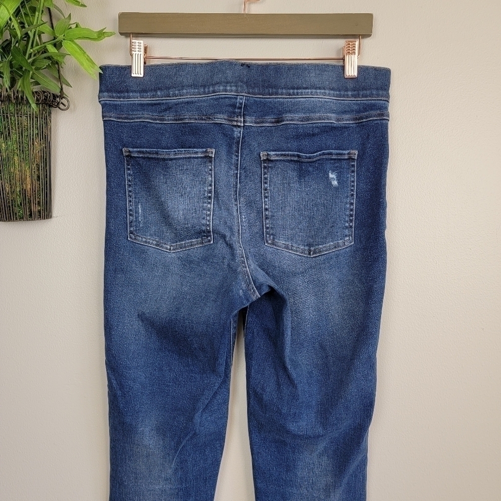 Spanx Pull On High Rise Jegging Distressed Skinny Frayed Step Hem Jeans L - Picture 8 of 12